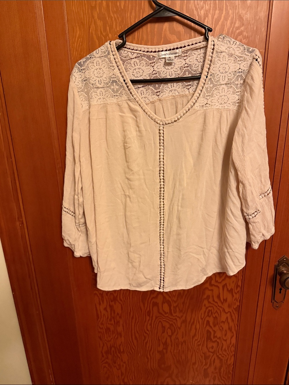 Girls' Cream Lace-Detail Long Sleeve Top - Unbranded - Picture 3 of 4